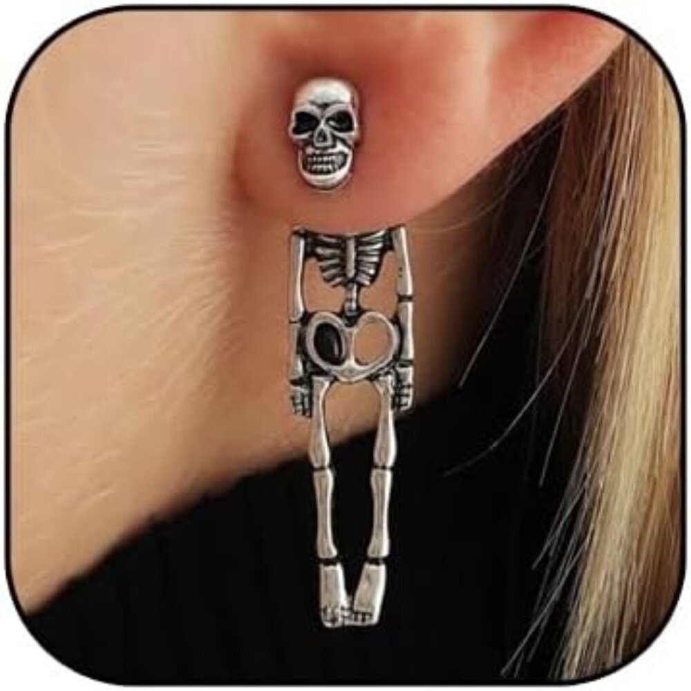 Halloween Earrings Gothic Skeleton Unique Earrings Punk Human Skull Funny Earrin